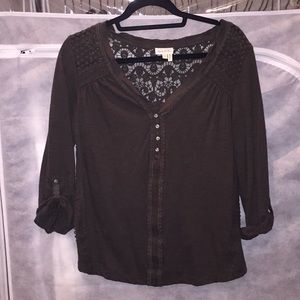 Dark green top from Anthropologie